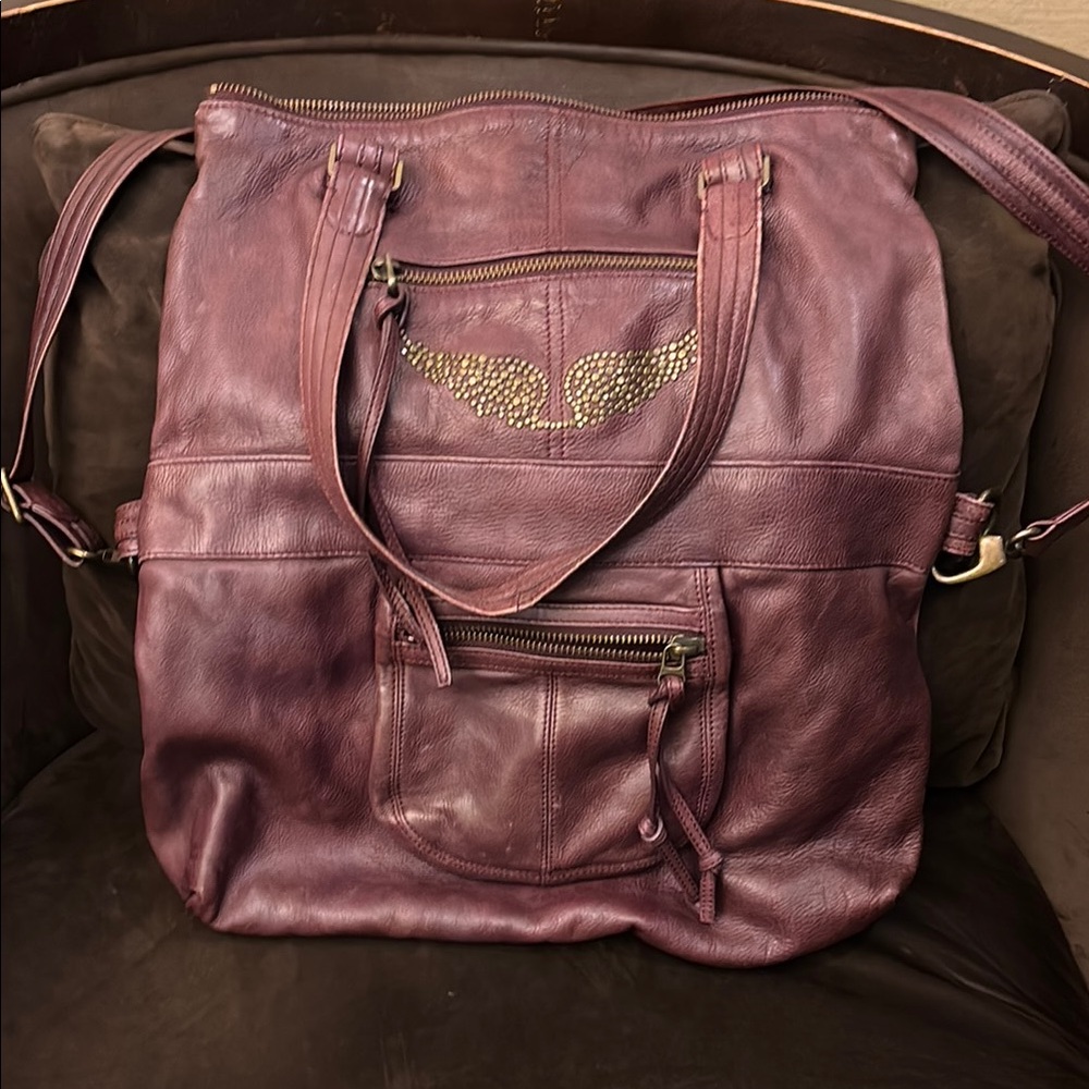 Zadig & Voltaire Purple Tote Bag with Metallic Sheen